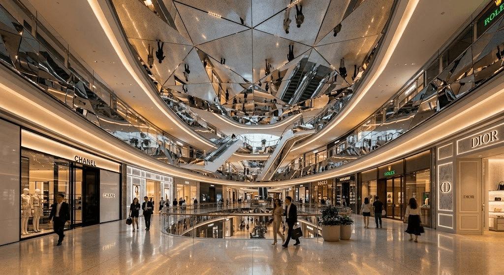cafe bistro and retail shops mall